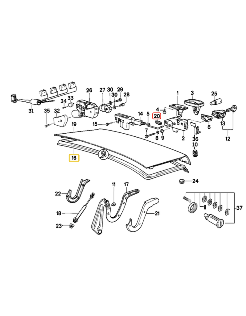BMW Trunk lid gasket for BMW E-32