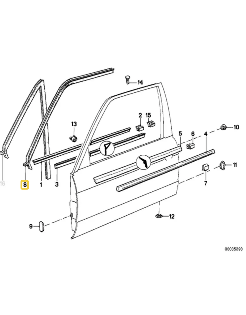 BMW Door weather strip front left for BMW E-30