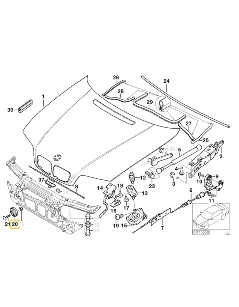 BMW Left hood stopper for BMW E-46