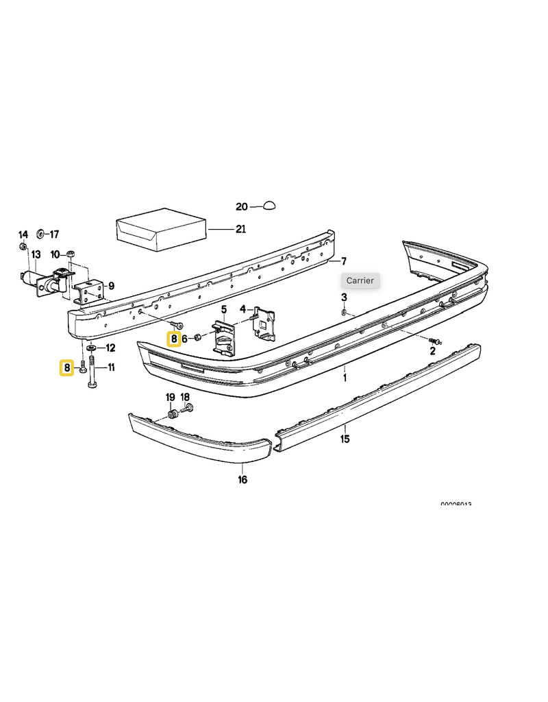 BMW Parafuso parachoque traseiro para  BMW E-30 E-34 E-36