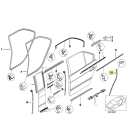 BMW Rear left door sealing between door and column for BMW E-38