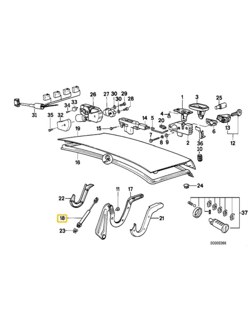 Amortecedor porta malas para  BMW E-32
