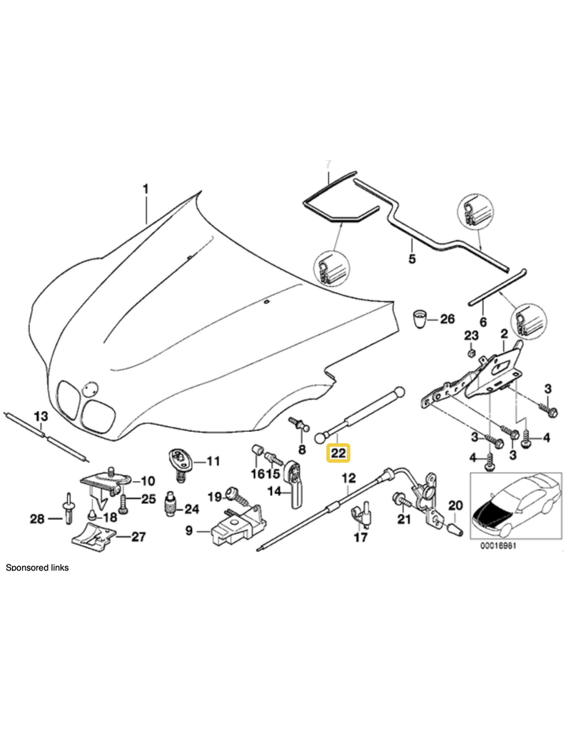 Amortecedor de capo para  BMW Z3 (sold in pair)