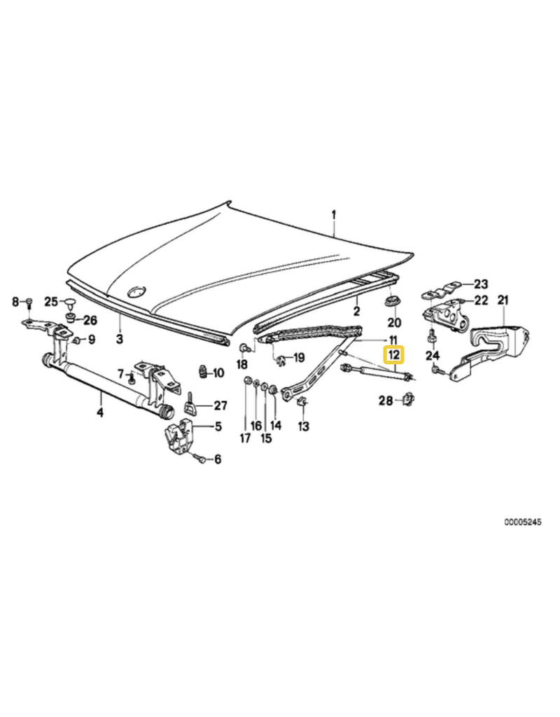 Meistersatz Pair hood struts for BMW E-32