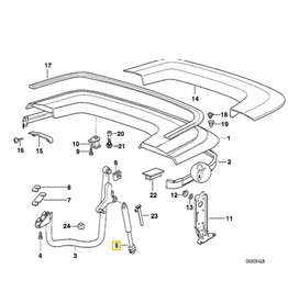 Gas spring for convertible BMW E-36