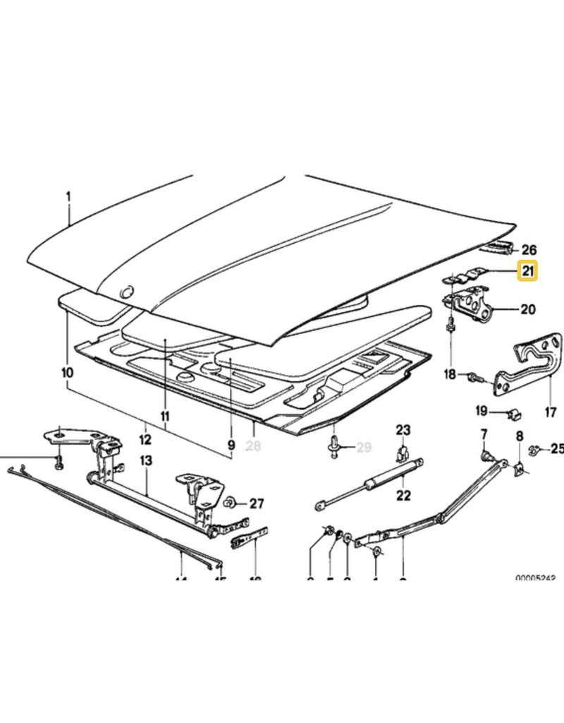 BMW Hood plate for BMW E-30 E-32 E-34