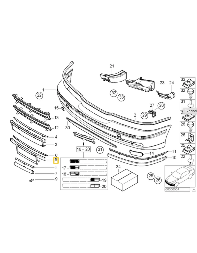 BMW Base placa parachoque dianteiro para  BMW E-39