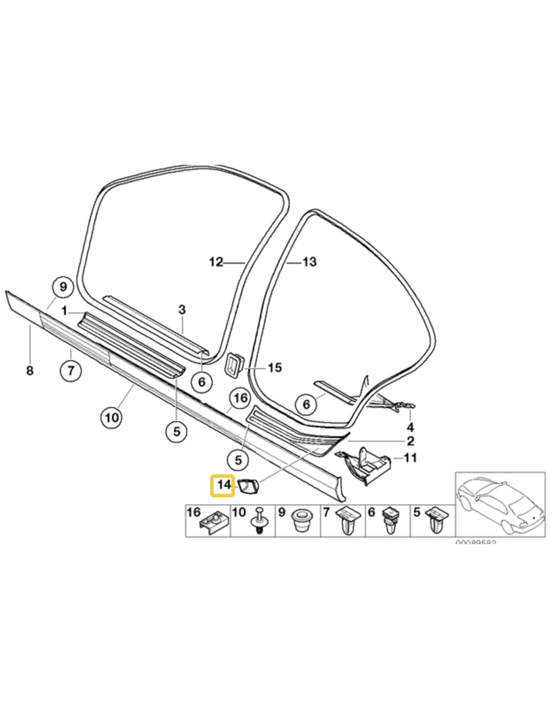 BMW Door entry trim cover cup for BMW E-46