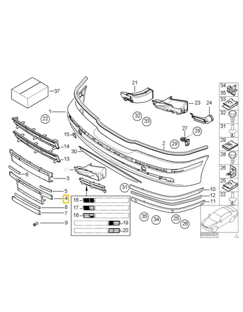 BMW Front bumper tag support primed for BMW E-39