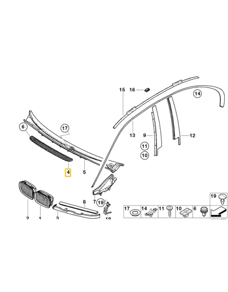 BMW Hood vent grill for BMW E-46