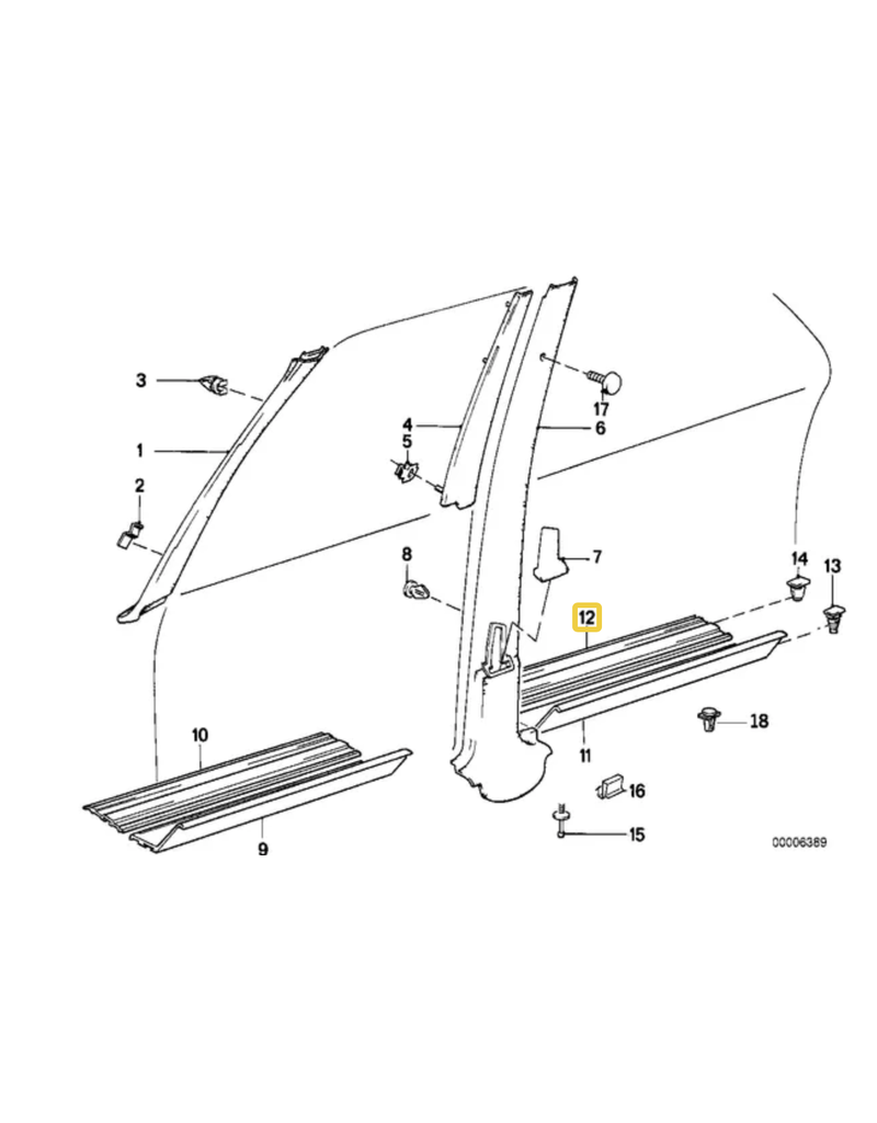 BMW Cover rear door left for BMW E-30