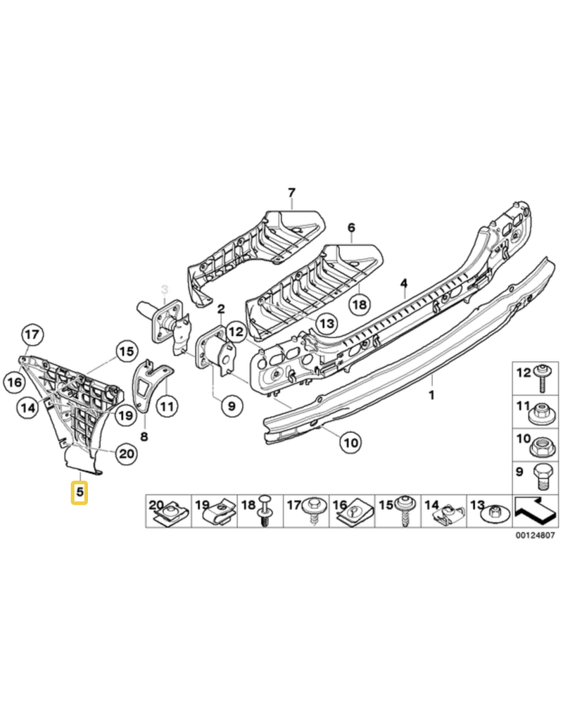 BMW Rear bumper mount right for BMW E-60