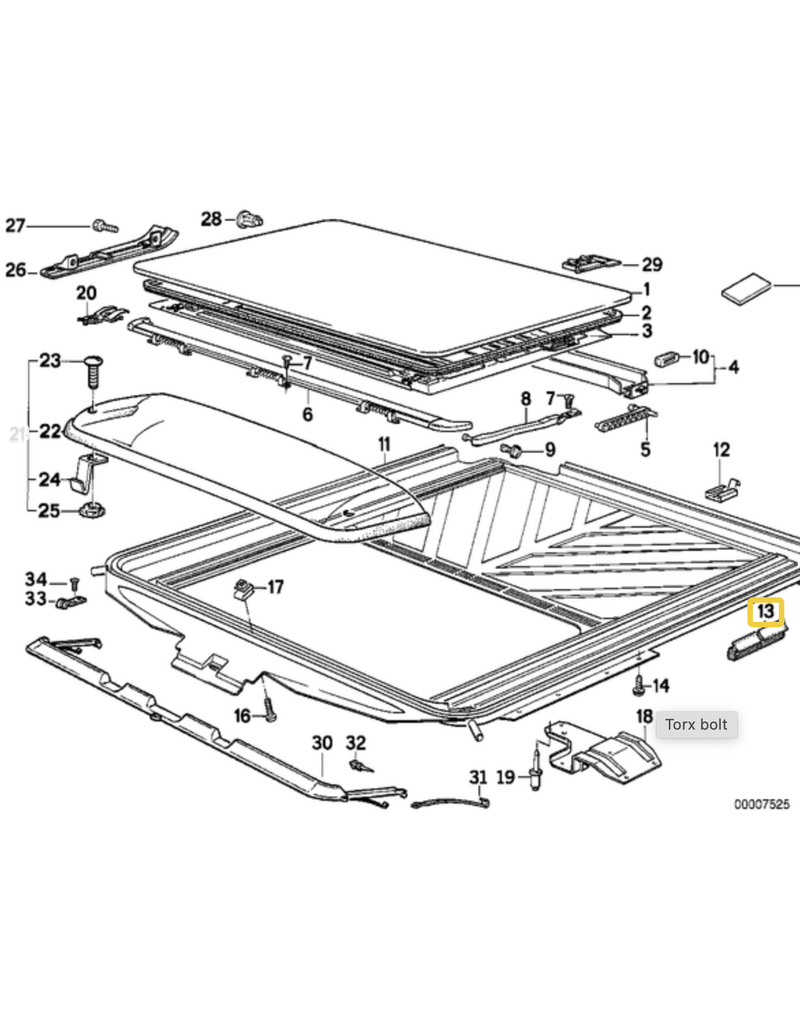 BMW Junta teto solar para  BMW E-31 E-32 E-34 E-38