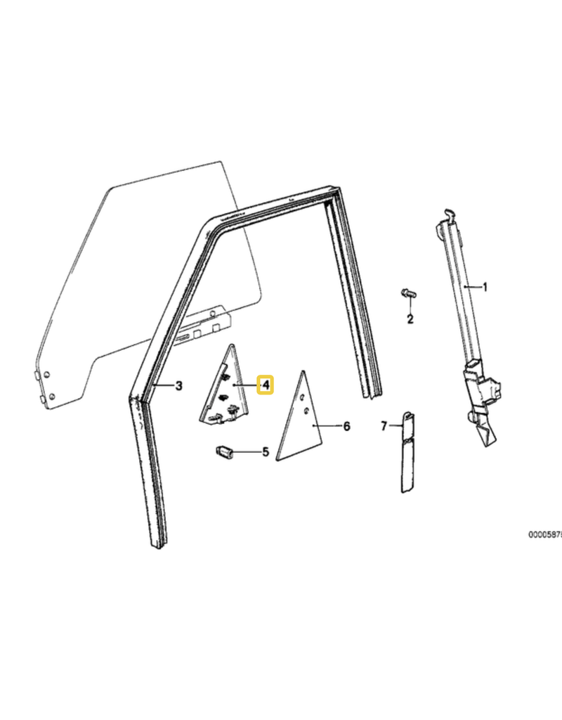 BMW Front right window inner cover for BMW E-28