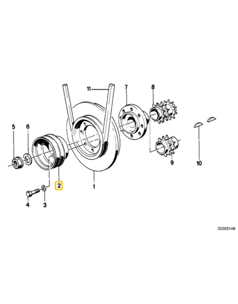 BMW Pulley 124mm for BMW E-12 E-23 E-24 E-28