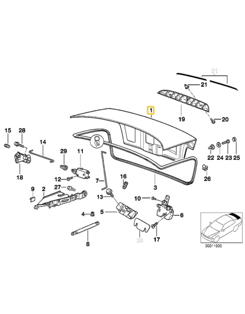 BMW Trunk lid for BMW E-36 Coupe