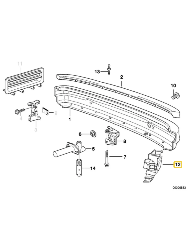 BMW Rear bumper carrier right for BMW E-36 Compact