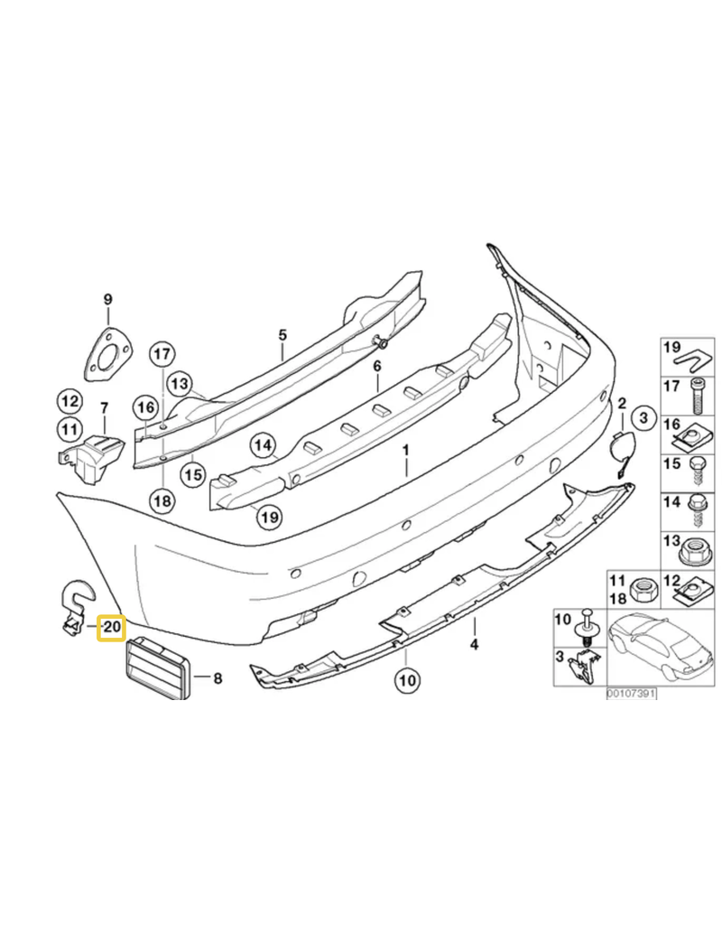 BMW Rear bumper bracket right for BMW E-46 M3