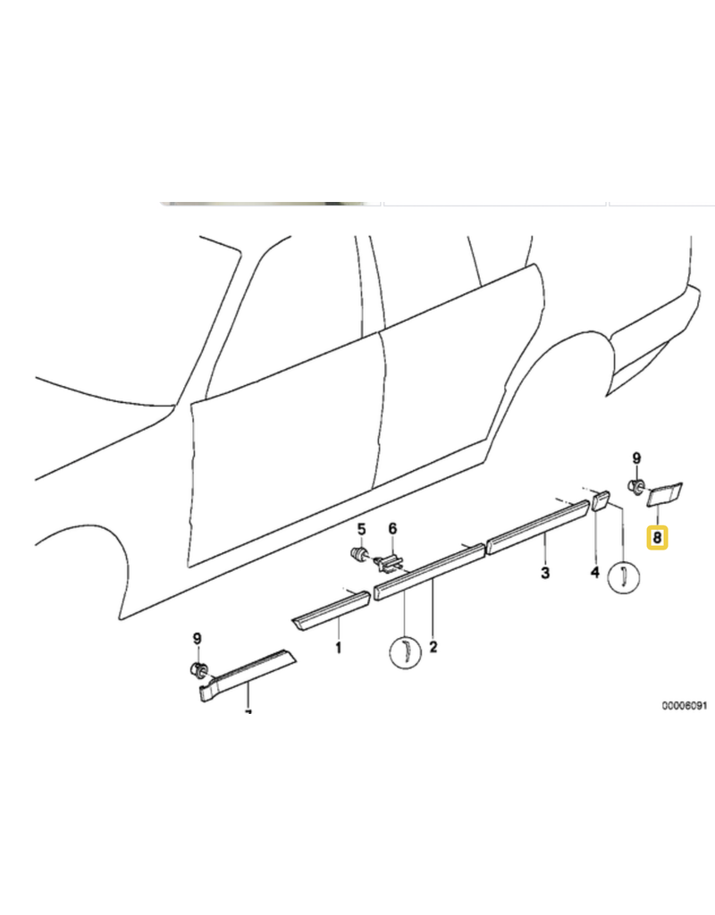 BMW Rear molding right for BMW E-34