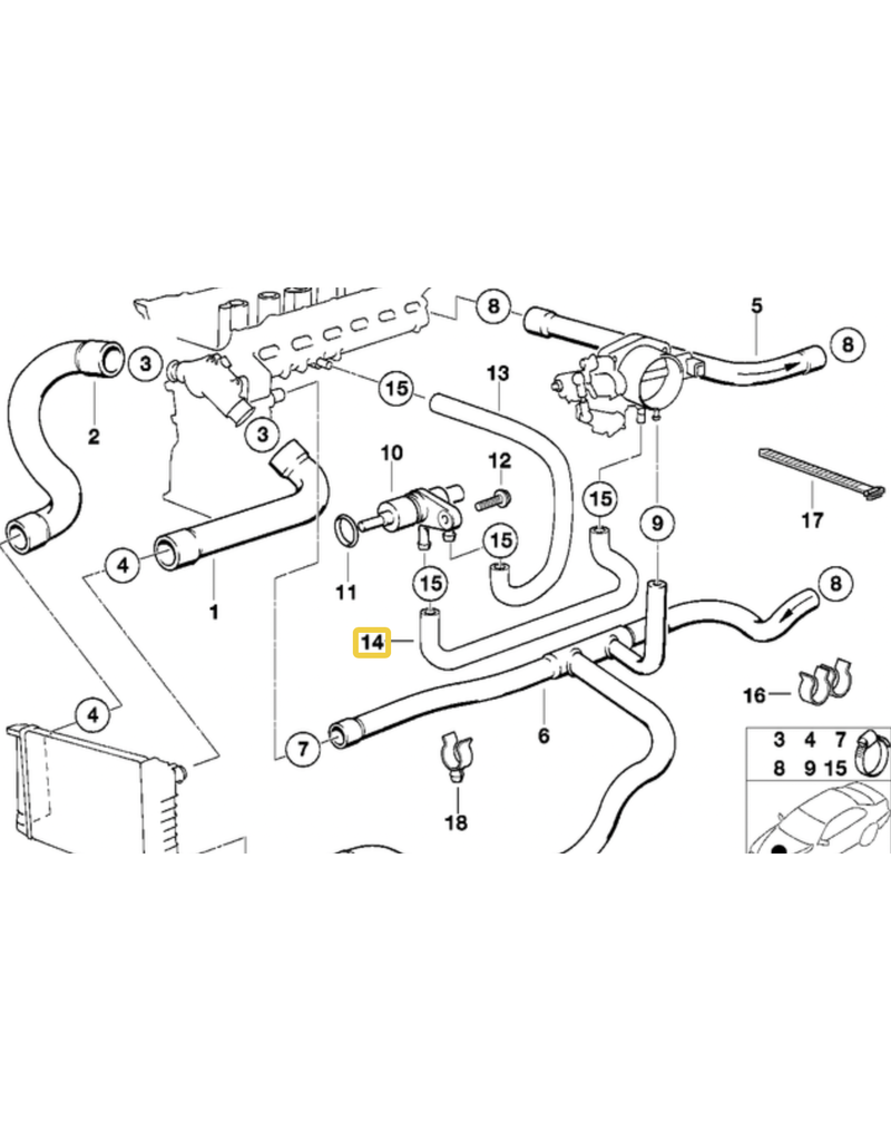 BMW Water hose for BMW E-36