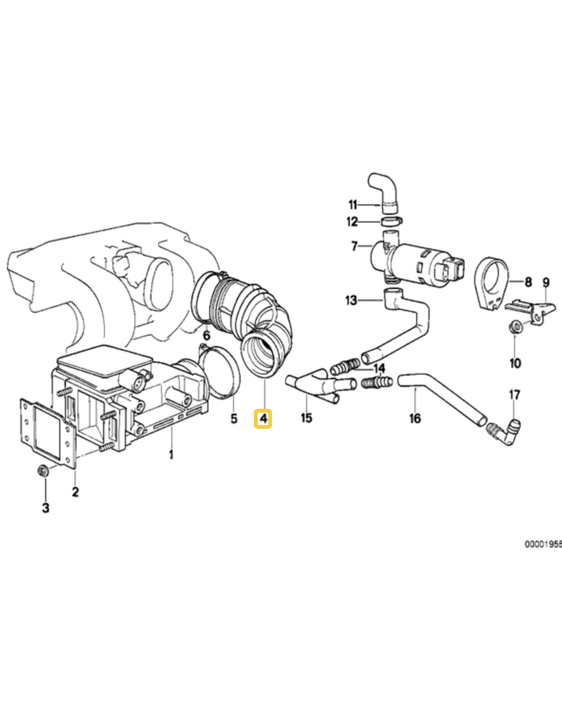 BMW Air flow sensor boot for BMW E-30 318