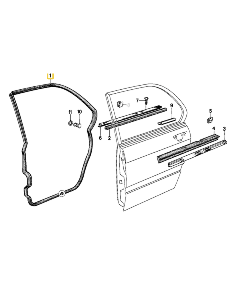 BMW Rear door left weather strip for BMW E-28