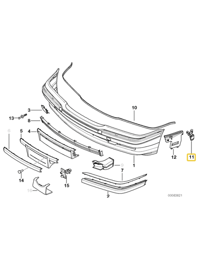 BMW Front bumper support left for BMW E-38
