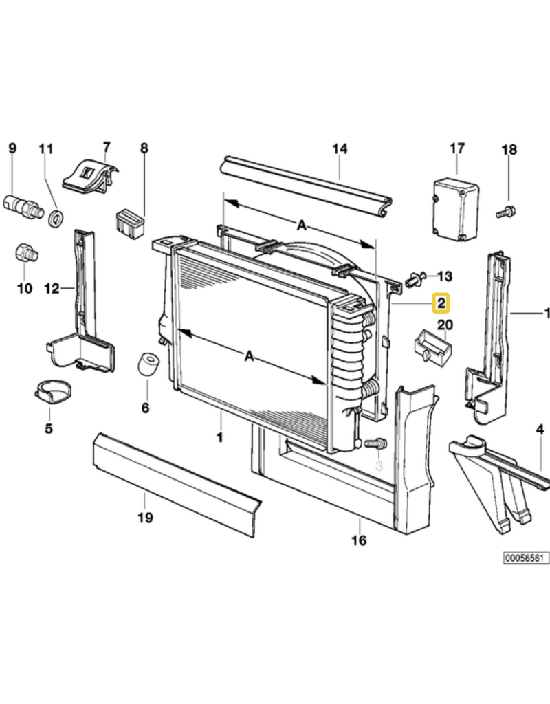 BMW Radiator should for BMW E-32 E-34