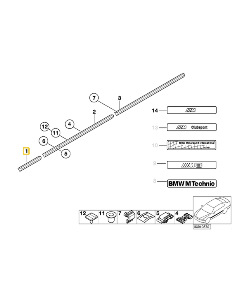 BMW Molding front fender left for BMW E-36