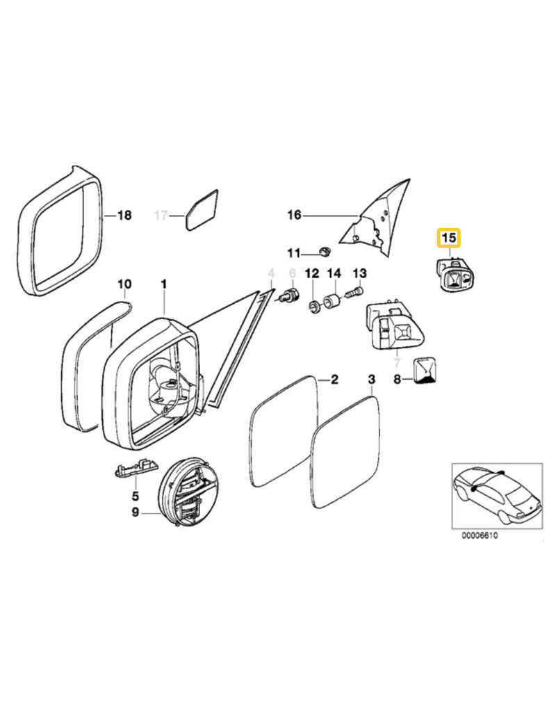 BMW Mirror switch for BMW E-32 E-34
