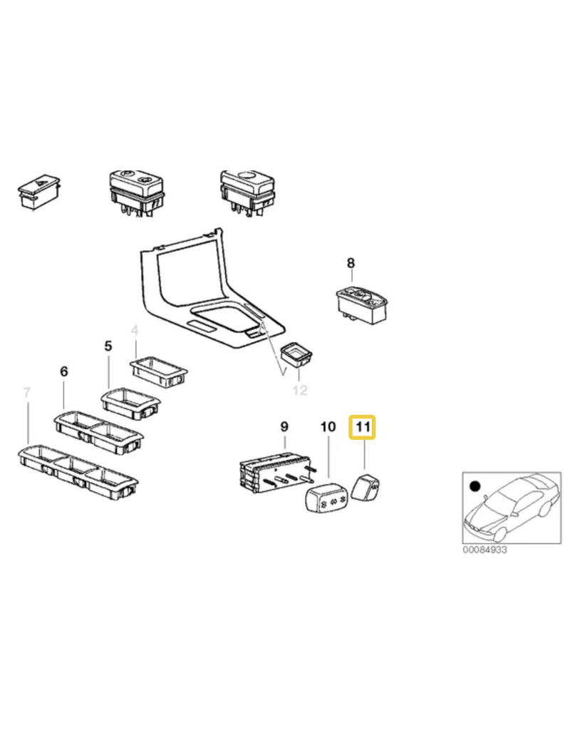 BMW BOTAO AJUSTE DO BANCO PARA  BMW E-24 E-32 E-34 E-36 E-38 E-39