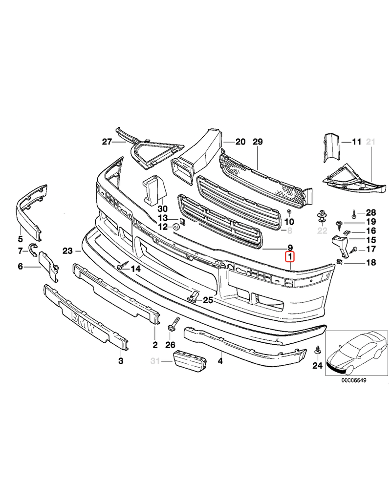 BMW Genuine BMW M3 M TECHNIC Front bumper for BMW E-36 M3