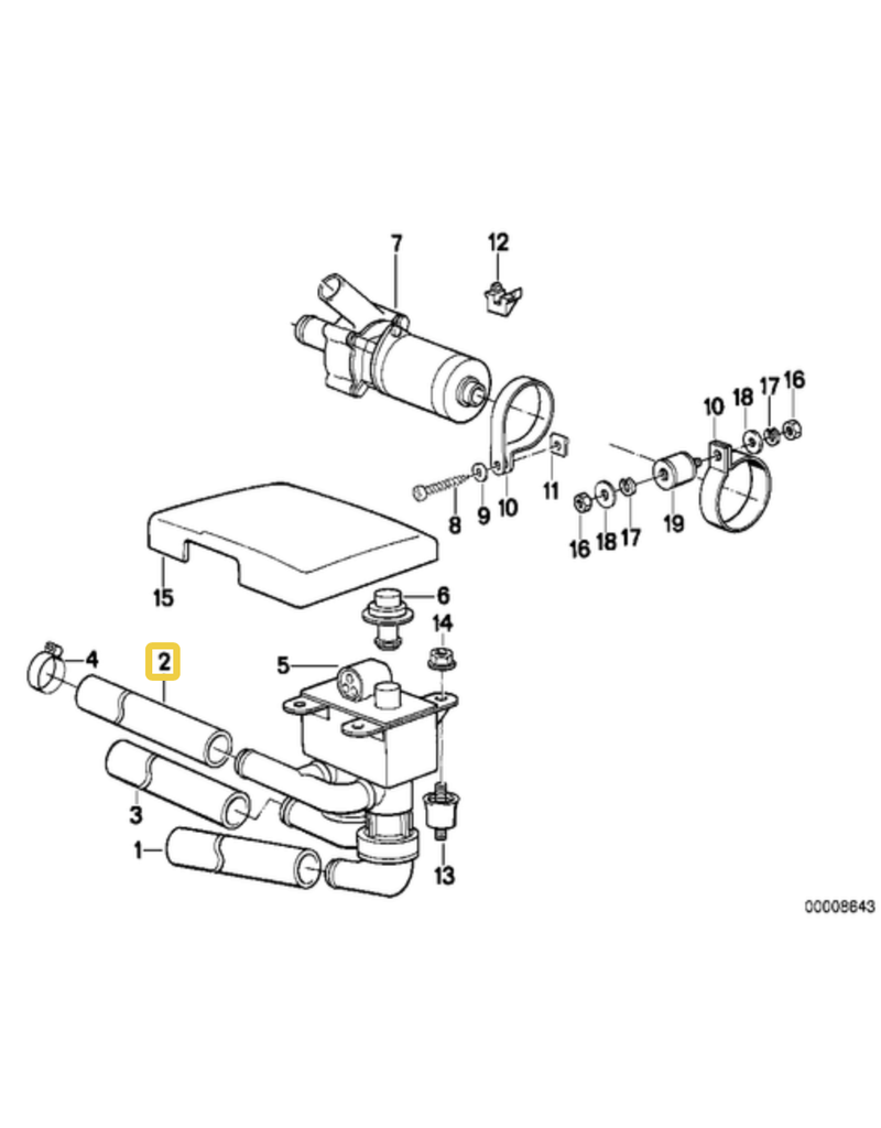 BMW Water valve hose for BMW E-32