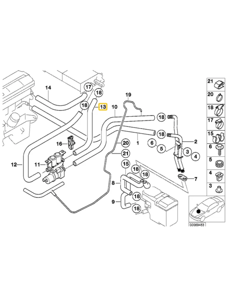 BMW Hose for radiator for BMW E-39