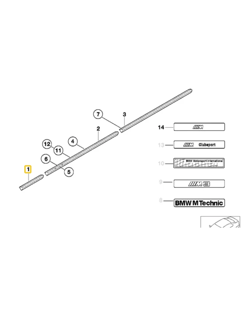 BMW Left Front fender molding for BMW E-36