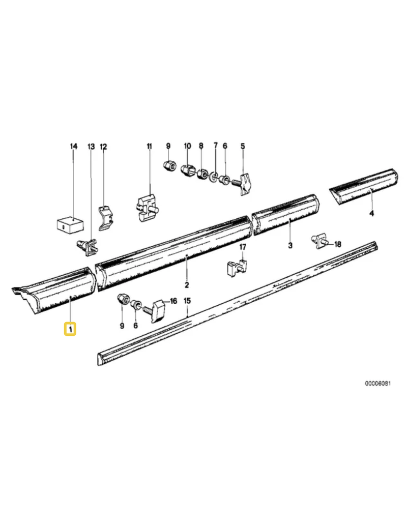 BMW Molding front right fender for BMW E-24