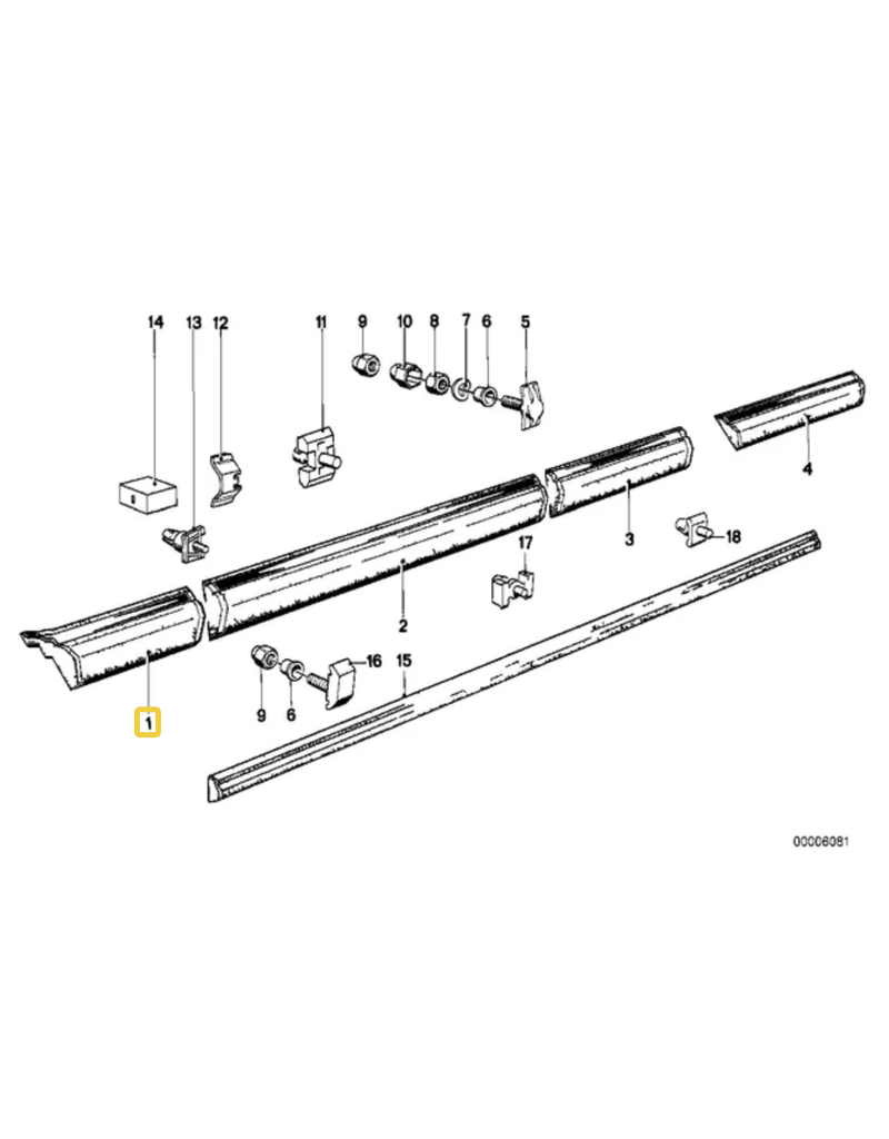 BMW Molding fender front left for BMW E-24