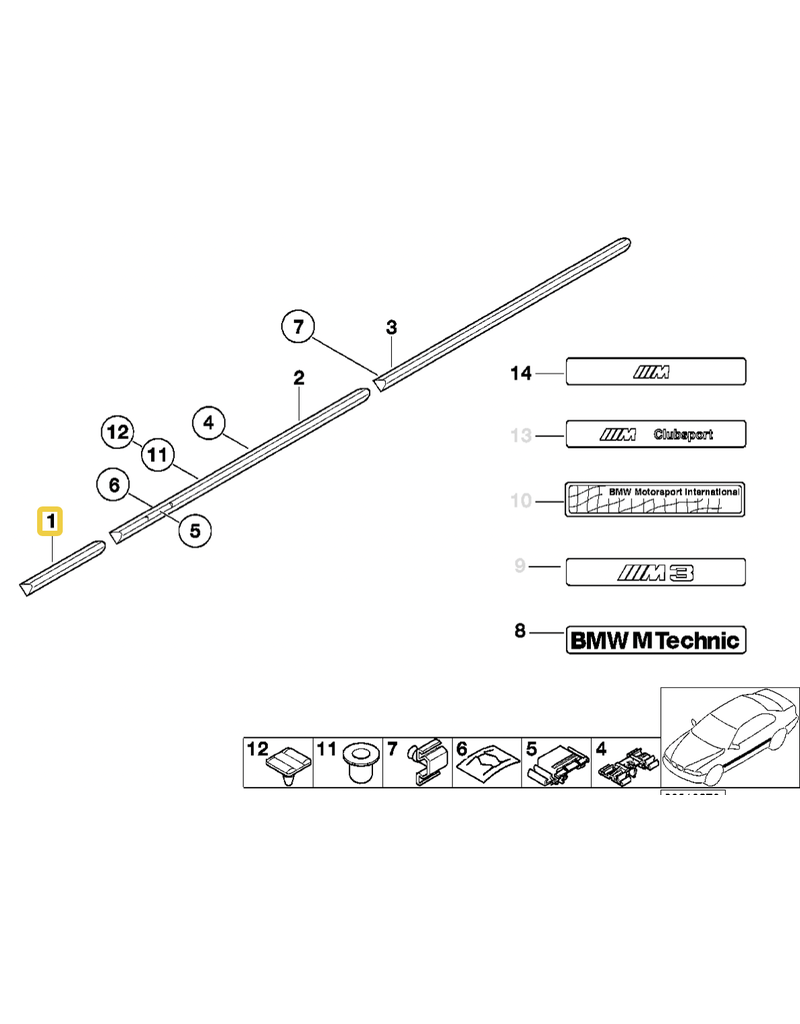BMW Molding fender front right for BMW E-36