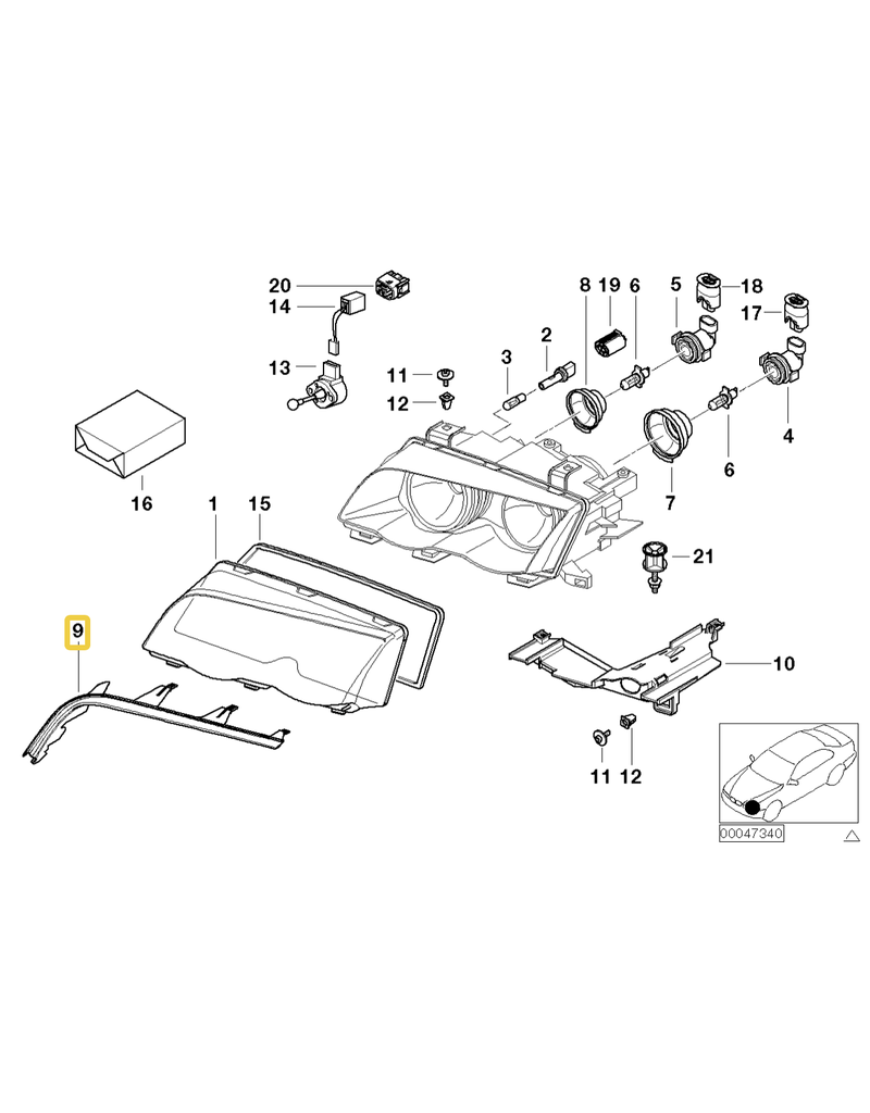 BMW Covering strip front left for BMW E-46