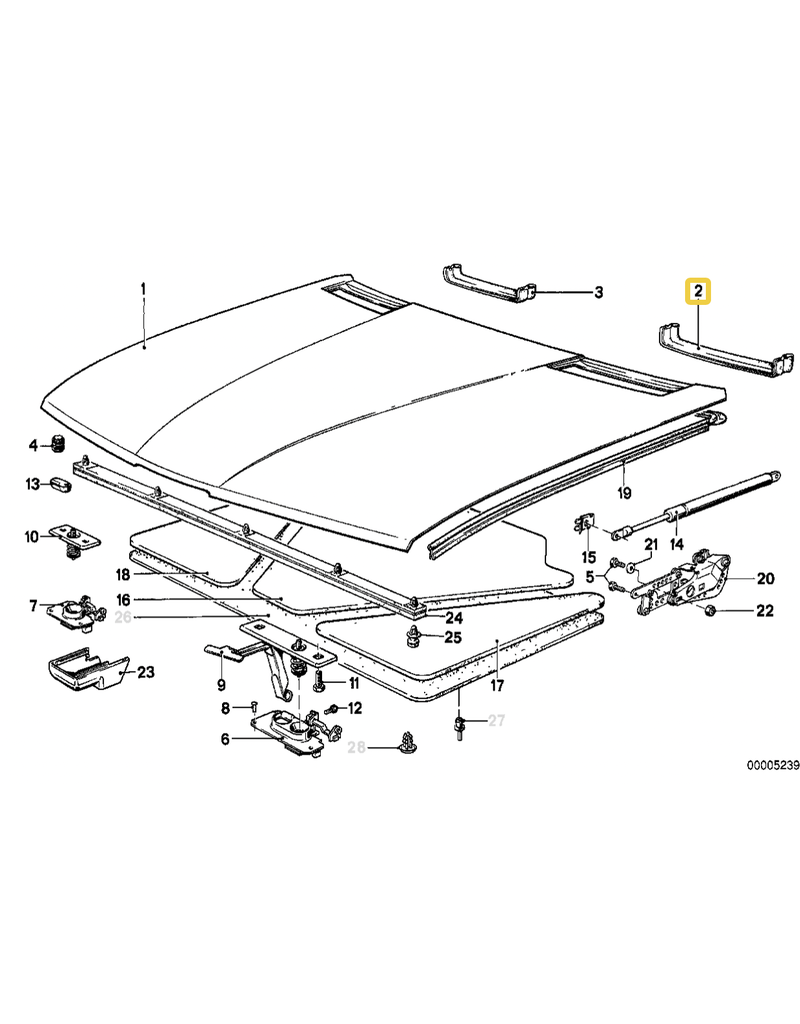 BMW HOOD GASKET LEFT FOR BMW E-28