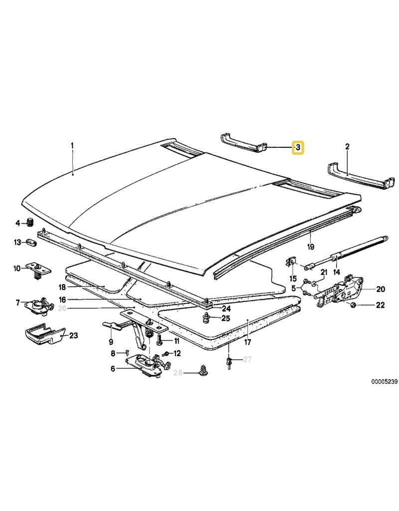 BMW Hood gasket right for BMW E-28