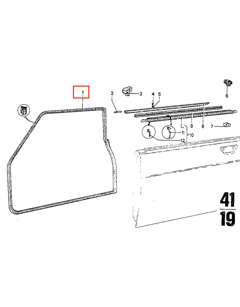 BMW Front left door seal for BMW 2500