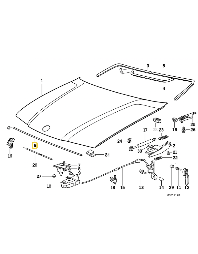 BMW Front engine hood sealing for BMW E-36