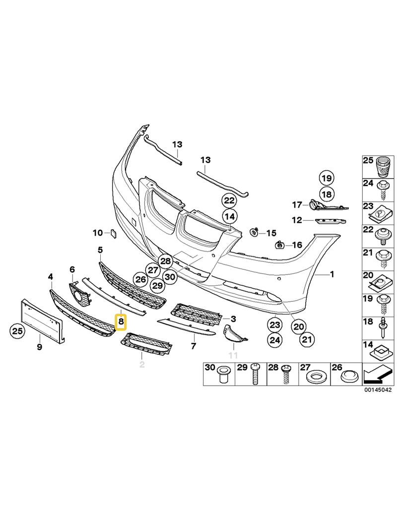 BMW Acabamento parachoque dianteiro para  BMW E-90