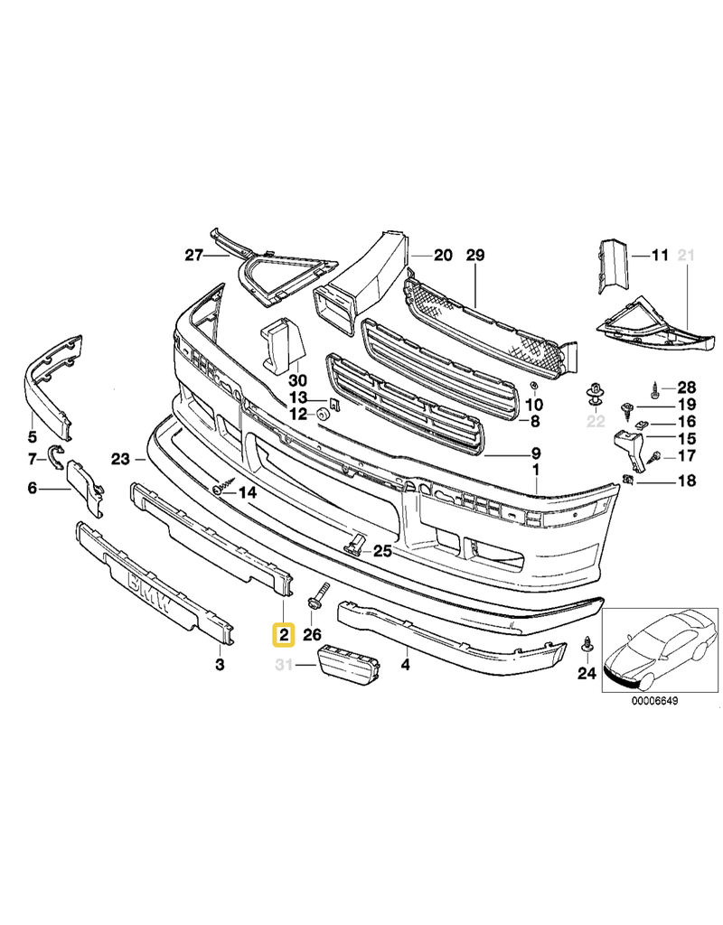 BMW Front bumper trim M TECHNIC for BMW E-36
