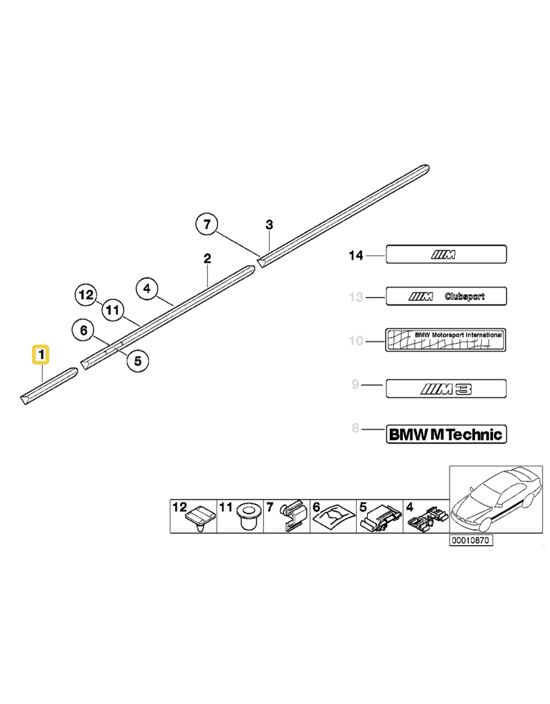 BMW Front fender molding left for BMW E-36 M TECHNIC