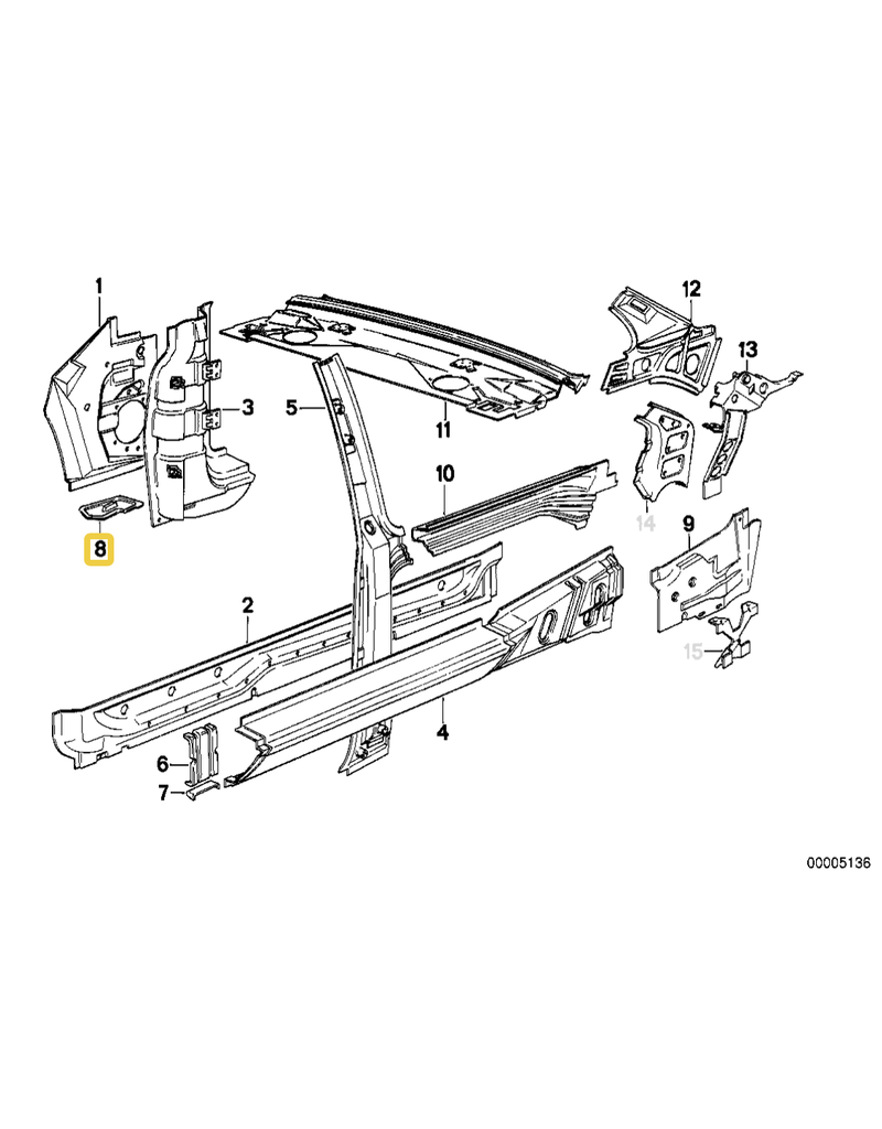 BMW Acabamento esquerdo para  BMW E-30