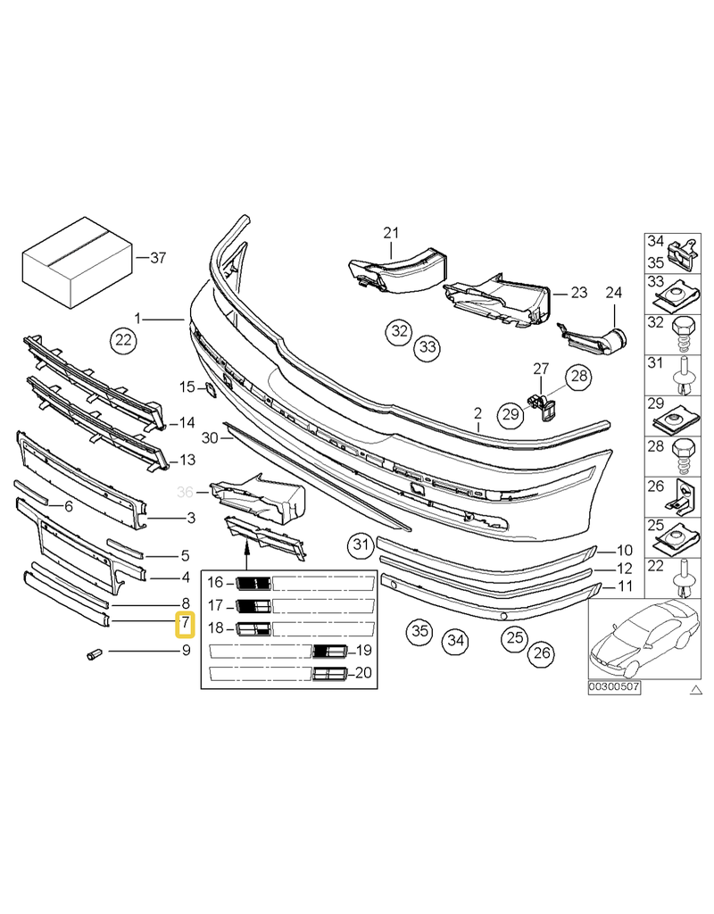 BMW Acabamento parachoque central para  BMW E-39