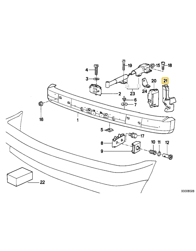 BMW Bumper carrier rear left for BMW E-34