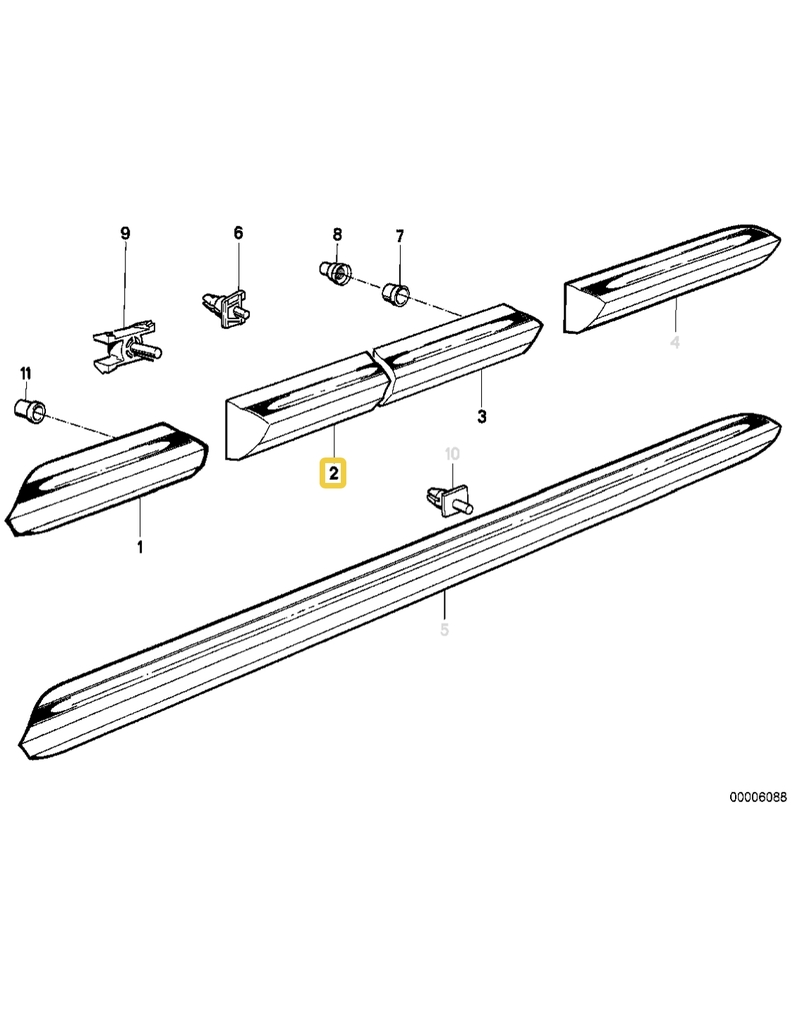 BMW Moldura porta dianteira esquerda para E-30